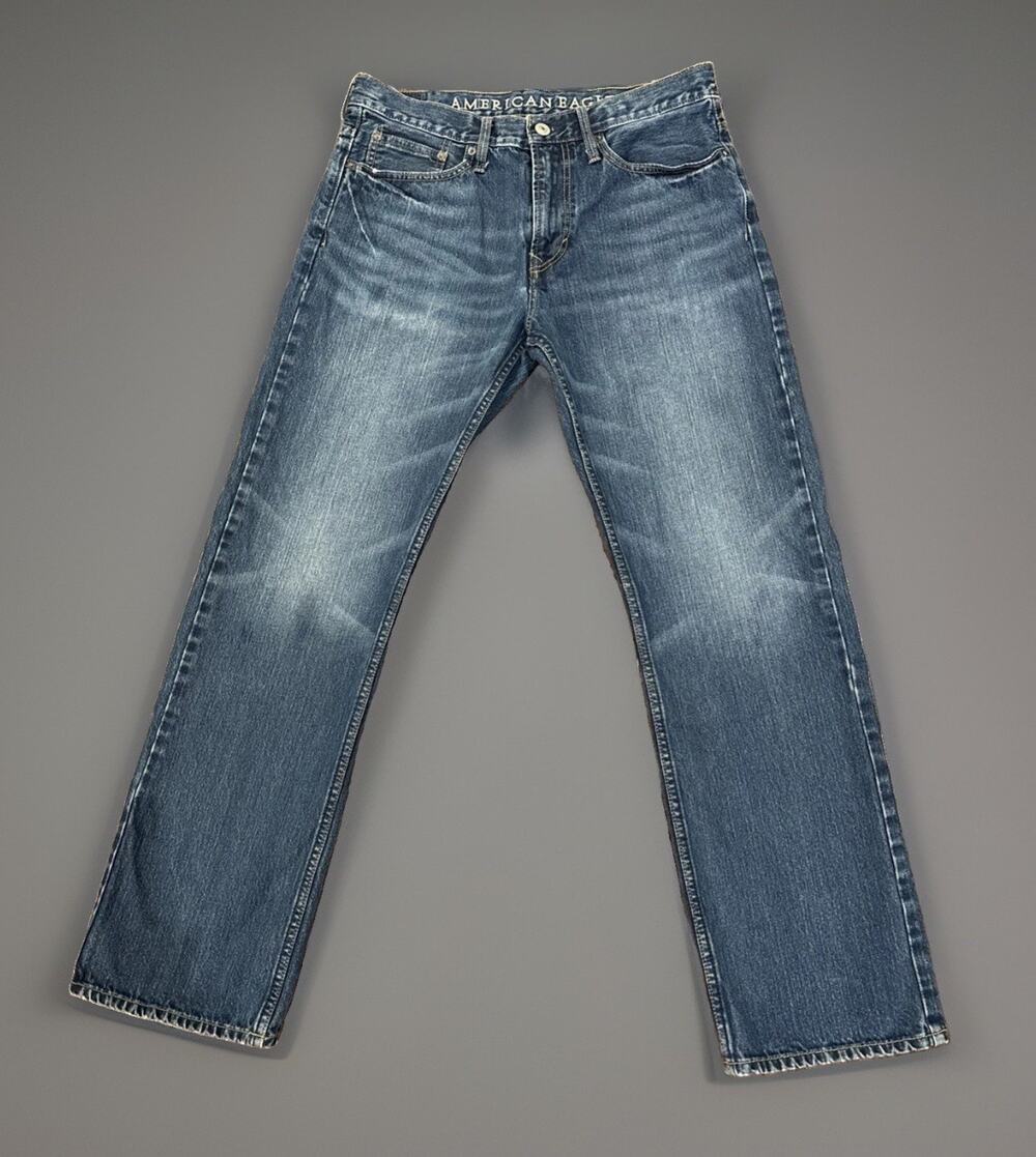 American Eagle Jeans Relaxed Mens 32x32 Blue Straight Leg 100% Cotton Denim